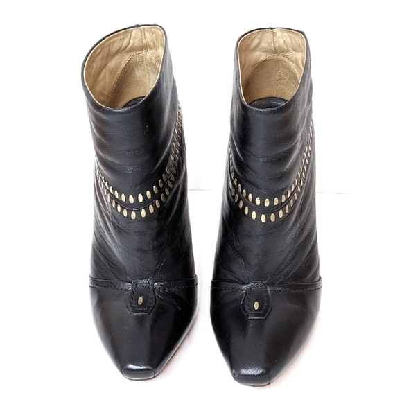 L.a.m.b. Jaycee Black Leather Studded Stiletto Ankle Boots 8.5 - Picture 4 of 10